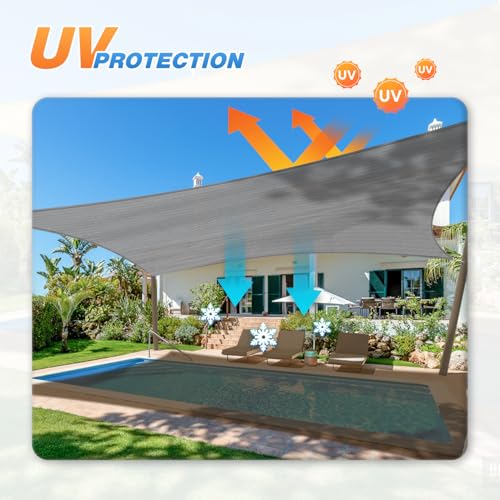 TANG 10'x14' Sun Shade Sail Rectangle Sunshade Canopy UV Block Shade Cloth Pergola Cover for Outdoor Patio Garden Gazebo D...