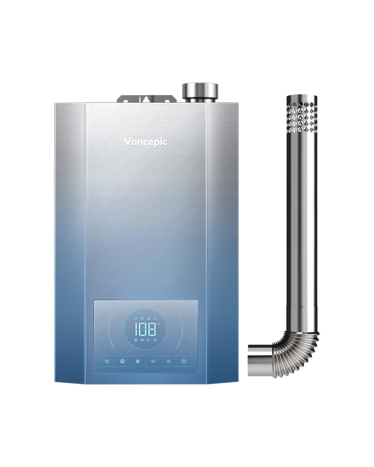 Vancepic 5.1 GPM Condensing Propane Gas Tankless Water Heater, 120,000 BTU High Efficiency Indoor On-Demand Heater with Smart Digital Control, Stainless Steel Heat Exchanger,LED Digital Display