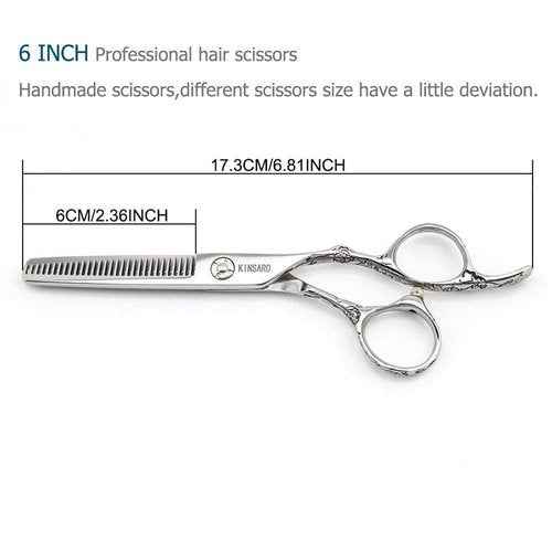 Hair Scissors Set 6INCH 440C Hair Cutting Scissors and Rose Handle Hair Thinning Shears Kinsaro