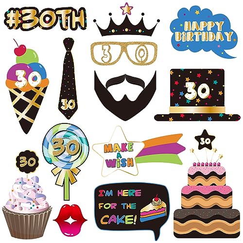 BRT Bearingshui 30th Photo Booth Props, Birthday Party Accessories & Signs
