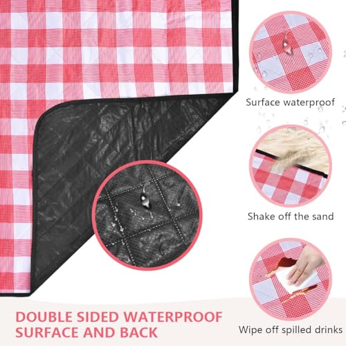 OBTANIM Extra Large Picnic Blanket 80 x 80 Inch Waterproof Foldable Beach Blankets Outdoor Picnic Mat for Camping Grass La...