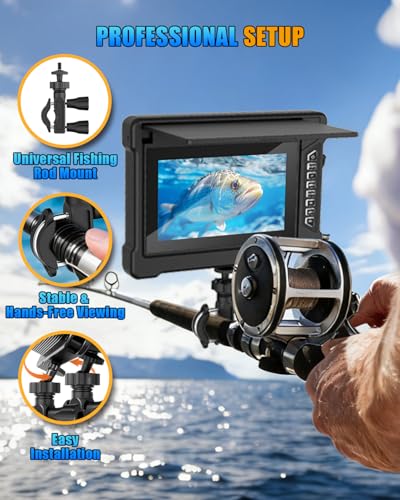 7-Inch Underwater Fishing Camera 1200TVL HD | 30M/98FT Cameras for Fishing with 6 White & 6 IR LEDs | IP68 Waterproof Ice ...