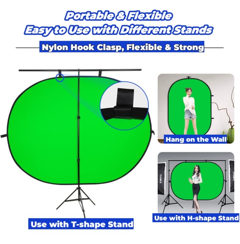Blue Green Screen Backdrop Double Sided Collapsible Greenscreen Backdrop with Carrying Bag,Portable Pop Up Green Screen Background for Streaming Webcam 39.4 * 59.1"