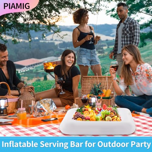 Inflatable Serving Bar, Salad Serving Sets Bar Buffet Food Drinks Inflatable Cooler Table Pool Ice Tray Easy to Blow Up fo...