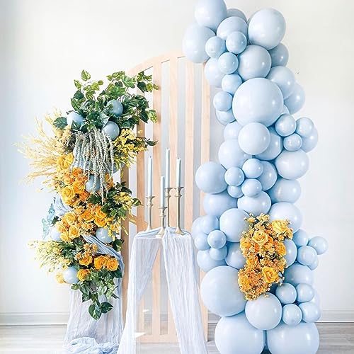 Voircoloria 110pcs Light Blue Balloons 12inch Baby Blue Latex Party Balloons for Boys Girls Birthday Party, Baby Shower, W...
