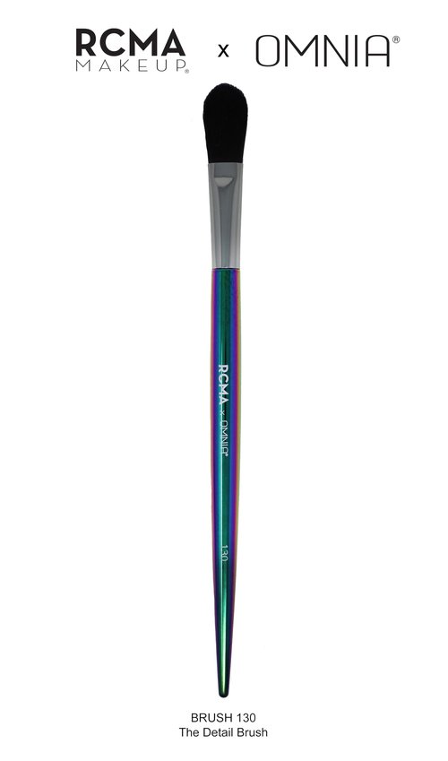 RCMA Makeup x Omnia Professional Makeup Brush 5pc Set, Premium Synthetic Fiber, Iridescent Acrylic Handle, Face Powders, Complexion and Foundation Blending Application Brush set.