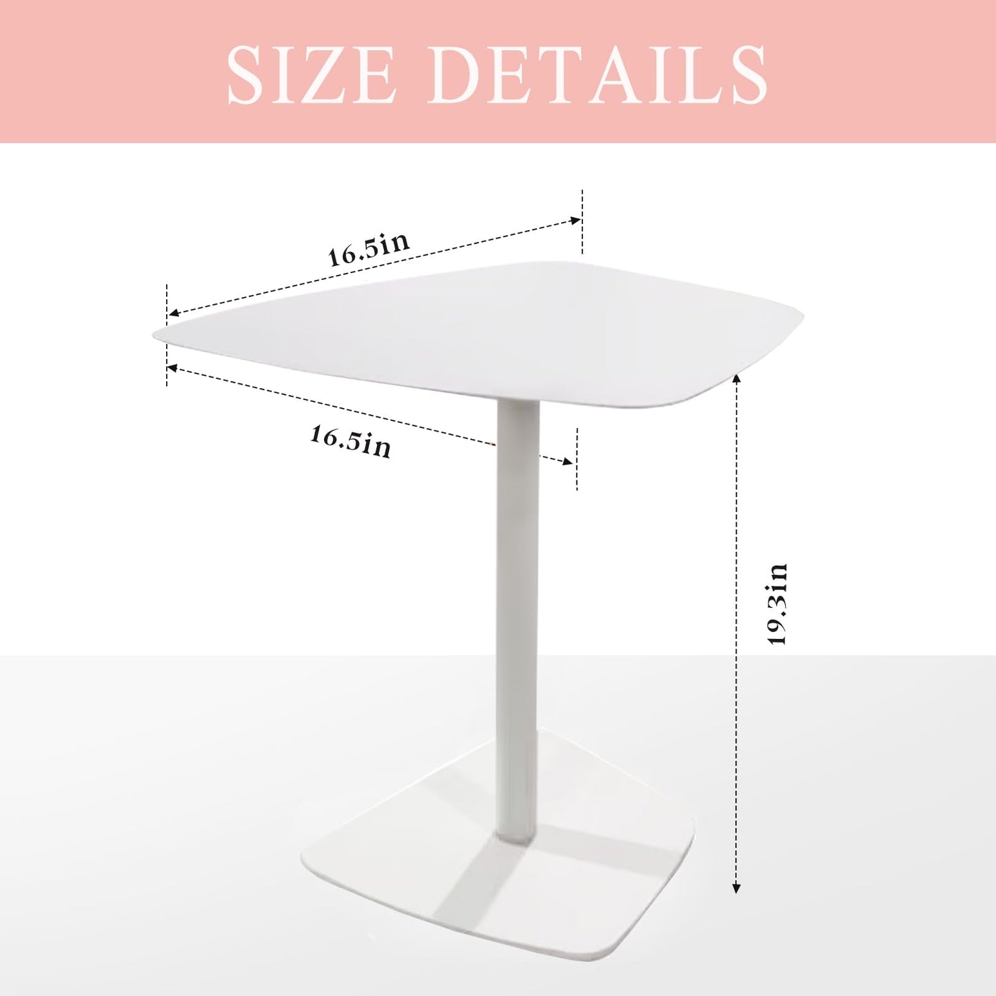 Topower Industrial Side Table, Bedside Table, Sofa Side Table, Small Coffee Table, 19.3 Height, Metal Frame, for Living Room, Bedroom, Verandah, White