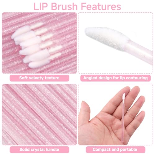 G2PLUS 100PCS Glitter Crystal Lip Brush, Disposable Lip Brushes, Lip Gloss Applicators,Lip Gloss Wands Applicator Perfect ...