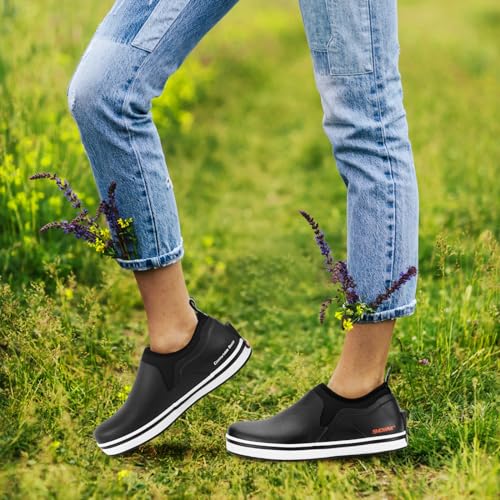 Showave Deck Shoes for Women Waterproof Garden Shoes Slip-on Rain Shoes Breathable Ruber Mud Shoes for Outdoor Fishing Wal...