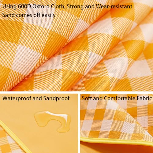 Extra Large Picnic Blanket Beach Blankets, 80''x60'' Picnic Mat Waterproof Sand Proof Foldable Portable for Outdoor Campin...