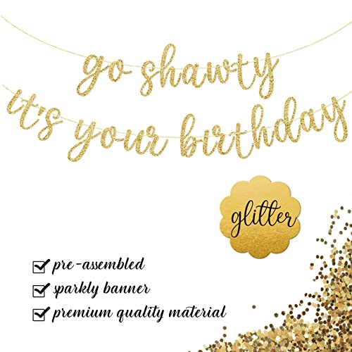 Go Shawty It's Your Birthday Banner, Hip Hop Birthday Party Decorations Supplies, Rap Theme Bday Bunting Sign, Pre-strung,...