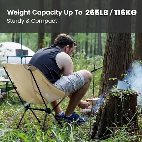 CAMEL CROWN Portable Camping Chair Folding Compact Lawn Lightweight Backpacking Chair with Carry Bag for Outdoor Hiking Be...