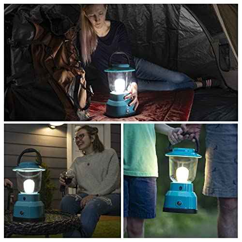 Enbrighten LED Large Camping Lantern, Battery Powered, USB Charging, 800 Lumens, 200 Hour Runtime, Carabiner Handle, Hiking Gear, Emergency Light, Blackout, Storm, Hurricane