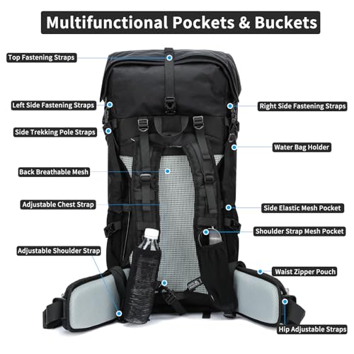 Hiking Backpack,40L to 50L Extra Large Capacity Hiking Bag,Internal Frame Camping Backpack,Upgraded X-PAC Lightweight Spor...