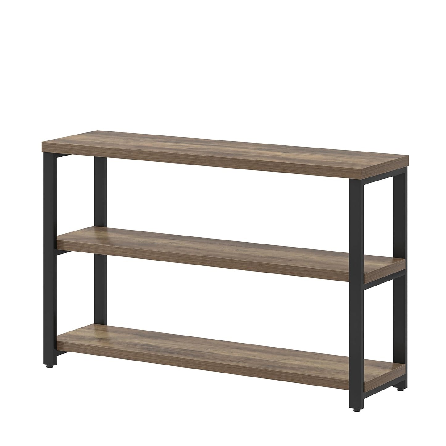 EXCEFUR 47 Inch Rustic Oak Wood Entryway Table, Modern Sofa Table Behind Couch for Living Room, Console Table with 3 Tier Shelves, Foyer Hallway Table with Storage