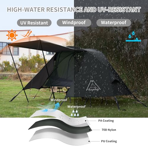TENPLAY Cot Tent,Camping Tent,Backpacking Tent,3 Way Tent,Solo Tent,1 Person,Quick Setup,70D Nylon,pu5000mm,UV Cut,7001 Al...