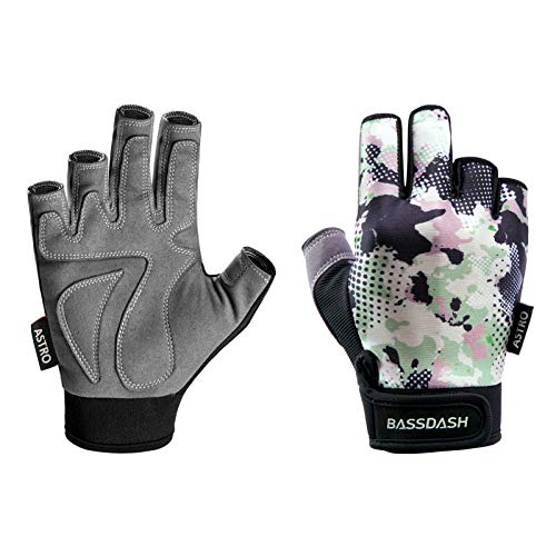 BASSDASH Astro Fishing Gloves Men’s Women’s Fingerless Gloves for Game Fishing Kayaking Paddling Sailing MTB