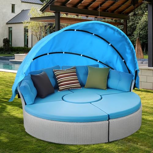 Outdoor Daybed Replacement Canopy, Outdoor Patio Wicker Daybed Canopy, Top Cover Compatible with Patio Round Daybed,| Cust...