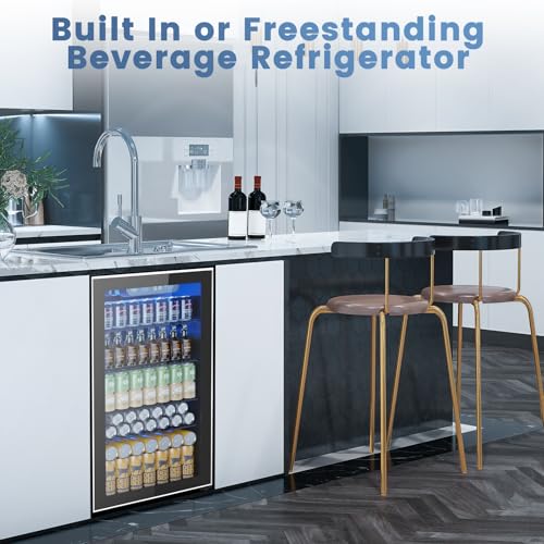 Electactic Mini Fridge 130 Can Beverage Refrigerator Cooler, 3.2 Cu.Ft Drink Fridge for Soda Wine Beer, Adjustable Tempera...