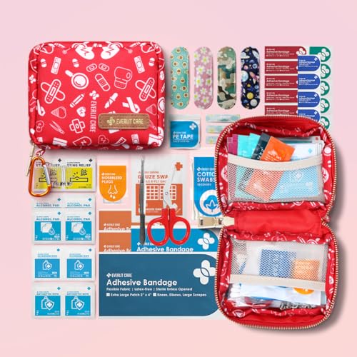 EVERLIT Mini Rescue Pack | 105 Medical Essentials Organized in Portable Storage Bag | Pocket Size Kids First Aid Kit with ...