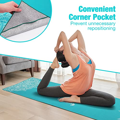 MoKo Hot Yoga Towel, Non-Slip Yoga Mat Towel with Grip Dots, 74.4"×27.3" Yoga Mat Cover for Pilates, Fitness, Meditation, ...