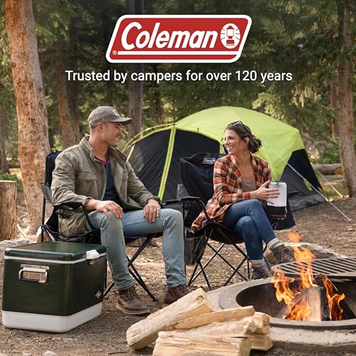 Coleman Portable Camping Chair with 4-Can Cooler, Cushioned Seat & Back with Side Pockets & Cup Holder, Carry Bag Include...