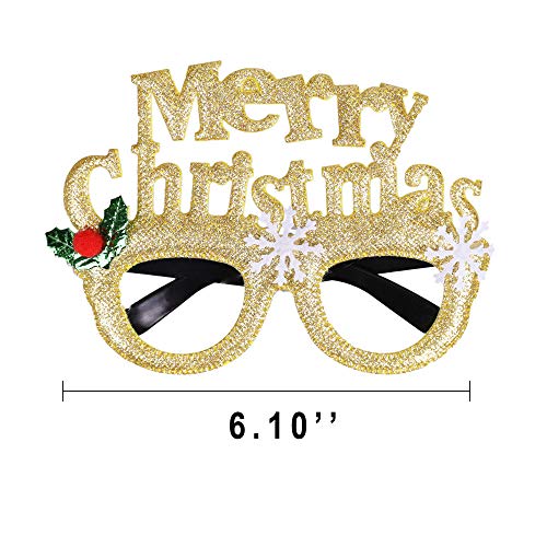 Max Fun 12Pcs Christmas Glasses Glitter Holiday Party Glasses Frames Christmas Decoration Accessories Costume Eyeglasses f...