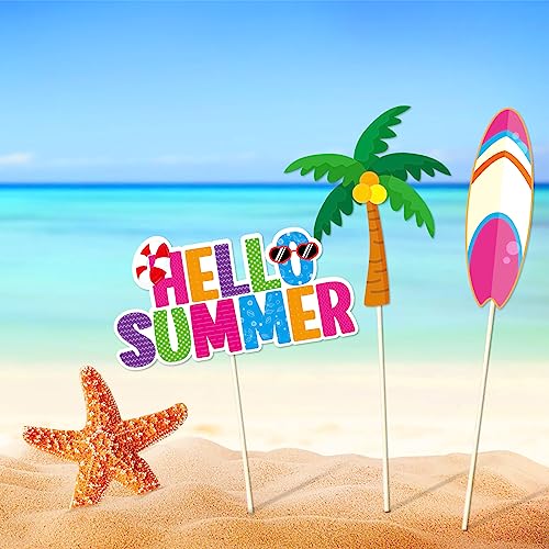 Summer Pool Beach Photo Booth Props 30 Pack Pool, Hawaiian, Beach, Luau Photo Booth Props, Tropical Themed Party with Stic...