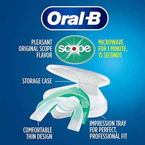 Oral-B Mouth Guard for Grinding Teeth at Night - Nighttime Dental Guard for Sleeping ? Moldable Night Guard with Scope Mint Flavor ? Less Than 3-Minutes for Custom Teeth Protection