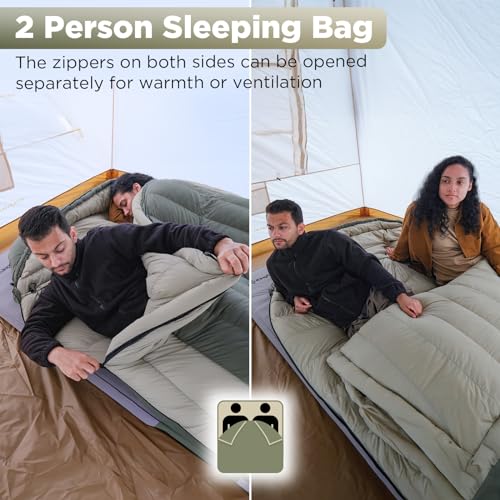 ATEPA 0 Degree Sleeping Bag, 700FP 15°F 20°F 23°F 30°F Down Mummy Cold Weather Double Lightweight Wide XL Sleeping Bags wi...