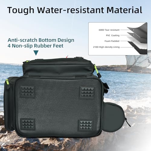 AUMTISC Fishing Tackle Bags for 3500/3600 Trays, Expandable Tackle Box Organizer Gear Storage Bag, with Rod Holders, Detac...