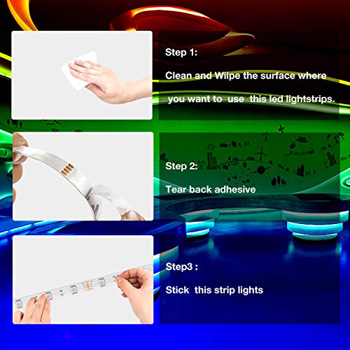 DAYBETTER Led Strip Lights 40ft, RGB Color Changing Led Strips with 44 Keys Remote Control for Room, Bedroom, Suitable for...