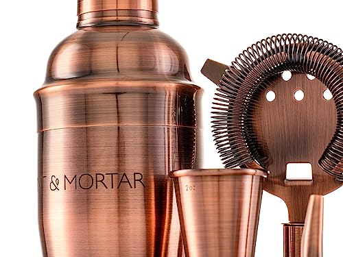 Mint & Mortar Cocktail Shaker Set, 7-Piece Bartender Kit with Stand, 24oz Martini Shaker Bottle Stainless Steel Bar Tools,...