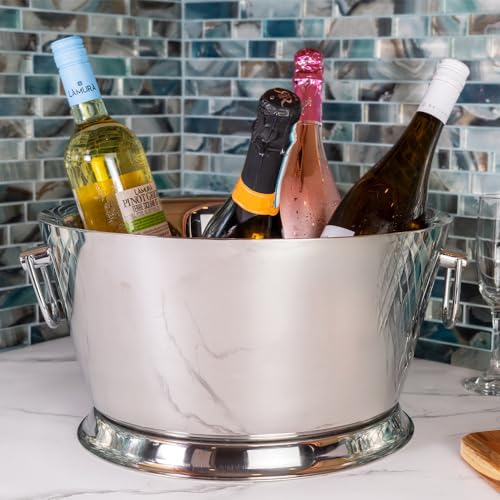 Sol Living Insulated Beverage Tub Large Ice Bucket with Handles Double Wall Stainless Steel Ice Bucket and Cooler for Win...