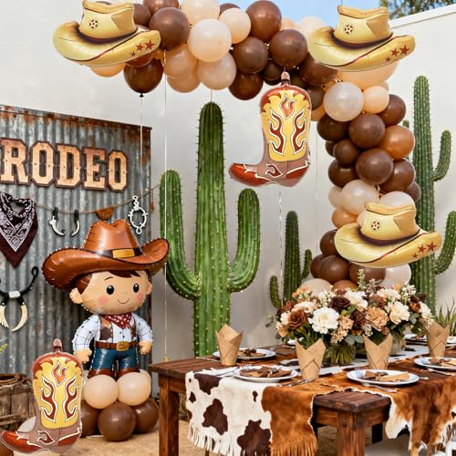 12Pcs Western Party Balloons Set 6 Cowboy Hat & 6 Boot Balloons Large Festival Celebration Decorations for West Themed Rod...