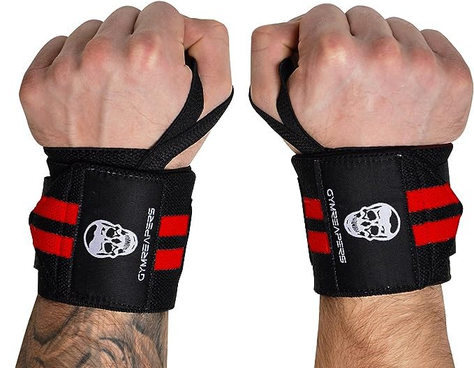 Gymreapers Weightlifting Wrist Wraps (IPF Approved) 18" Professional Quality Wrist Support with Heavy Duty Thumb Loop - Best Wrap for Powerlifting Competition, Strength Training, Bodybuilding(Red,18")