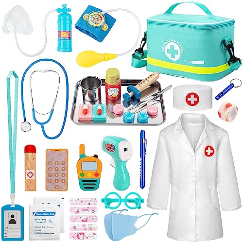 Sundaymot Doctor Kit for Kids, 34 Pcs Pretend Playset for Toddlers, Doctor kit for Toddlers 3-5, with Medical Bag, Stethos...