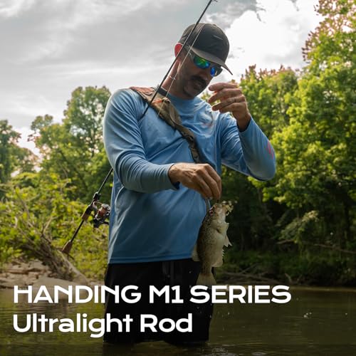 HANDING M1 Ultralight Fishing Rod 2-Piece Trout Fishing Rod with Fast Action 30T+24T Carbon Fiber SEAGUIDE RA Guide Rings ...
