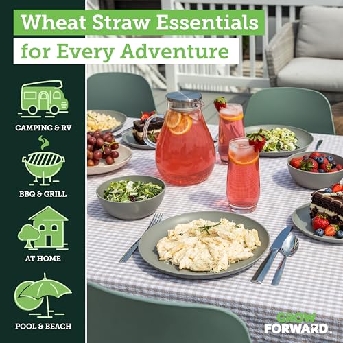 Grow Forward 24-piece Premium Wheat Straw Dinnerware Sets for 8 - Unbreakable Dishwasher & Microwave Safe Plastic Plates a...