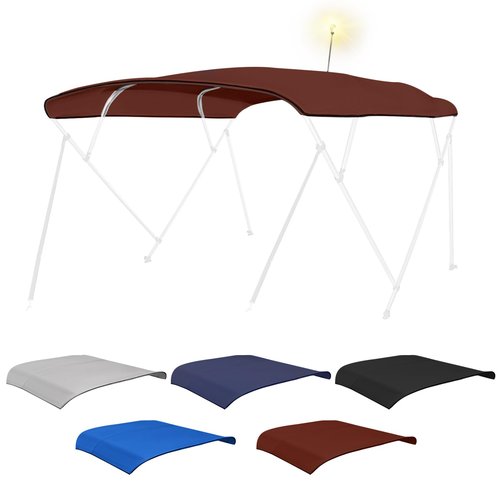 Fuprosico Bimini Top Replacement Canvas with Light Hole for Boat, 4 Bow 8L 73-78W Bimini Top Cover with Storage Boot, 900D Heavy Duty Waterproof Marine Polyester, Without Frame, Burgundy