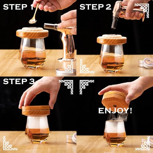 iEZZONE Cocktail Smoker Kit with Torch, Bourbon, Whiskey Smoker Infuser Kit, Old Fashioned Drink Smoker Kit, Birthday Bour...