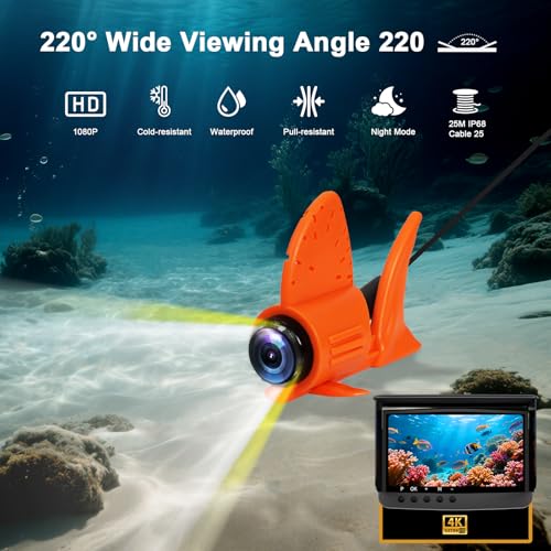 Underwater Fishing Camera Infrared Night Fishing Camera 5-inch HD Screen Equipped with 66-Foot About 20 Meters Cable 10000...
