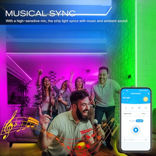 DAYBETTER RGB Led Light Strips Kit Compatible with Alexa and Google Assistant, Smart WiFi Led Strip Lights for Bedroom, Ro...