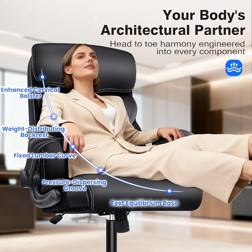 AreShark Office Chair - Executive High Back Breathable Comfy Desk Chair with Lumbar Support - Ergonomic Leather Rolling Sw...