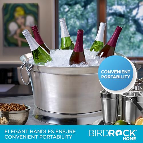 BIRDROCK HOME Double Wall Beverage Tub - Stainless Steel Ice Bucket, Metal Drink Cooler with Handles, for Parties & Event...