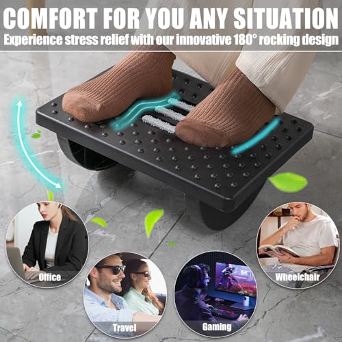 CasaZenith Foot Rest for Under Desk at Work - Ergonomic Foot Stools for Under Office Desk - Rocking Footrest with Roller M...