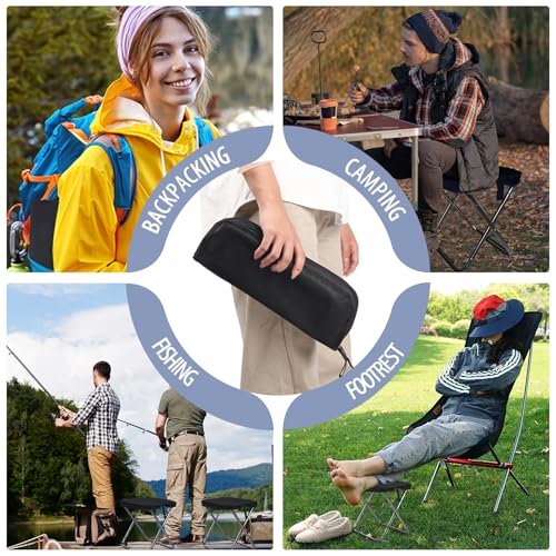 Spisces 13-inch Portable Stool - 1.0lbs Lightweight & Compact Camping Folding Stool Supports 300lbs, Handbag Style Carry -...
