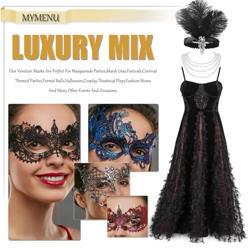 MYMENU Masquerade Masks for Women Lace Halloween Venetian Carnival Mask for Costume Cosplay Mardi Gras Party Ball