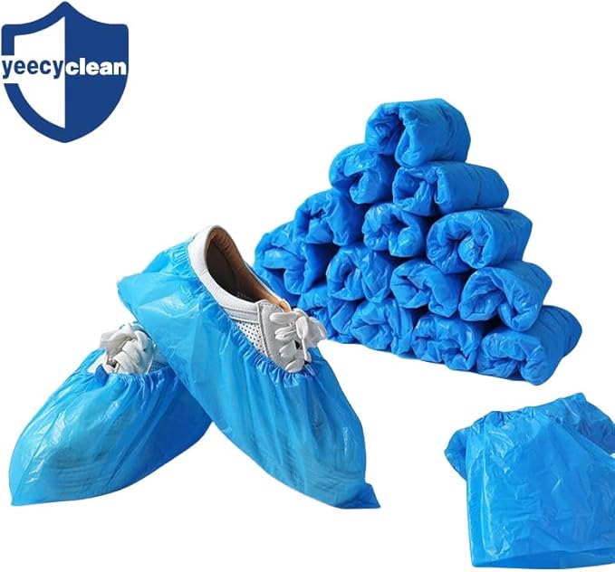 Shoe Cover Disposable Non-slip,Waterproof,Dustproof,CPE Booties Shoes Protectors Coverings,Fits up to US Men's 11 & Women's 13,Durable Booties Boot Covers for Indoors - 200(100Pairs)