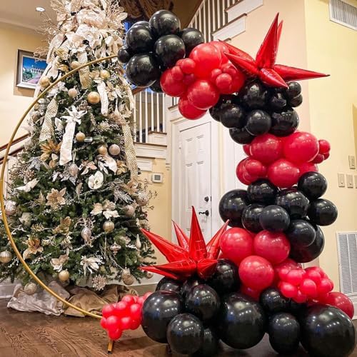YMSZ Red and Black Balloons, Black and Red Balloons Garland Arch Kit with Different Size for Birthday, New Years, BBQ Casino, Graduation and Anniversary Decorations Supplies